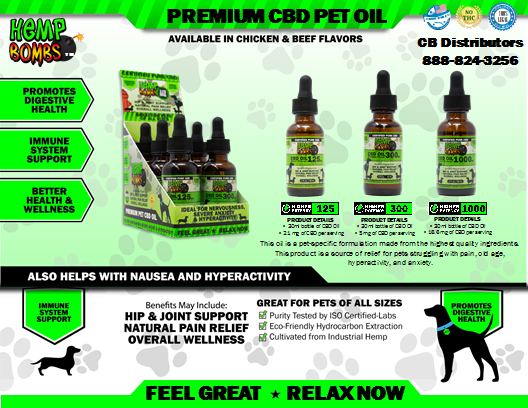 Wholesale Hemp Bomb Pet Oil Products for Convenience Stores